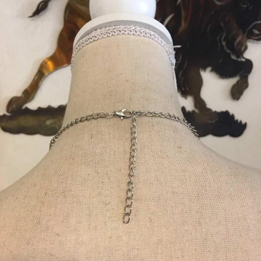Silver tone tiered gray pearl bead long necklace